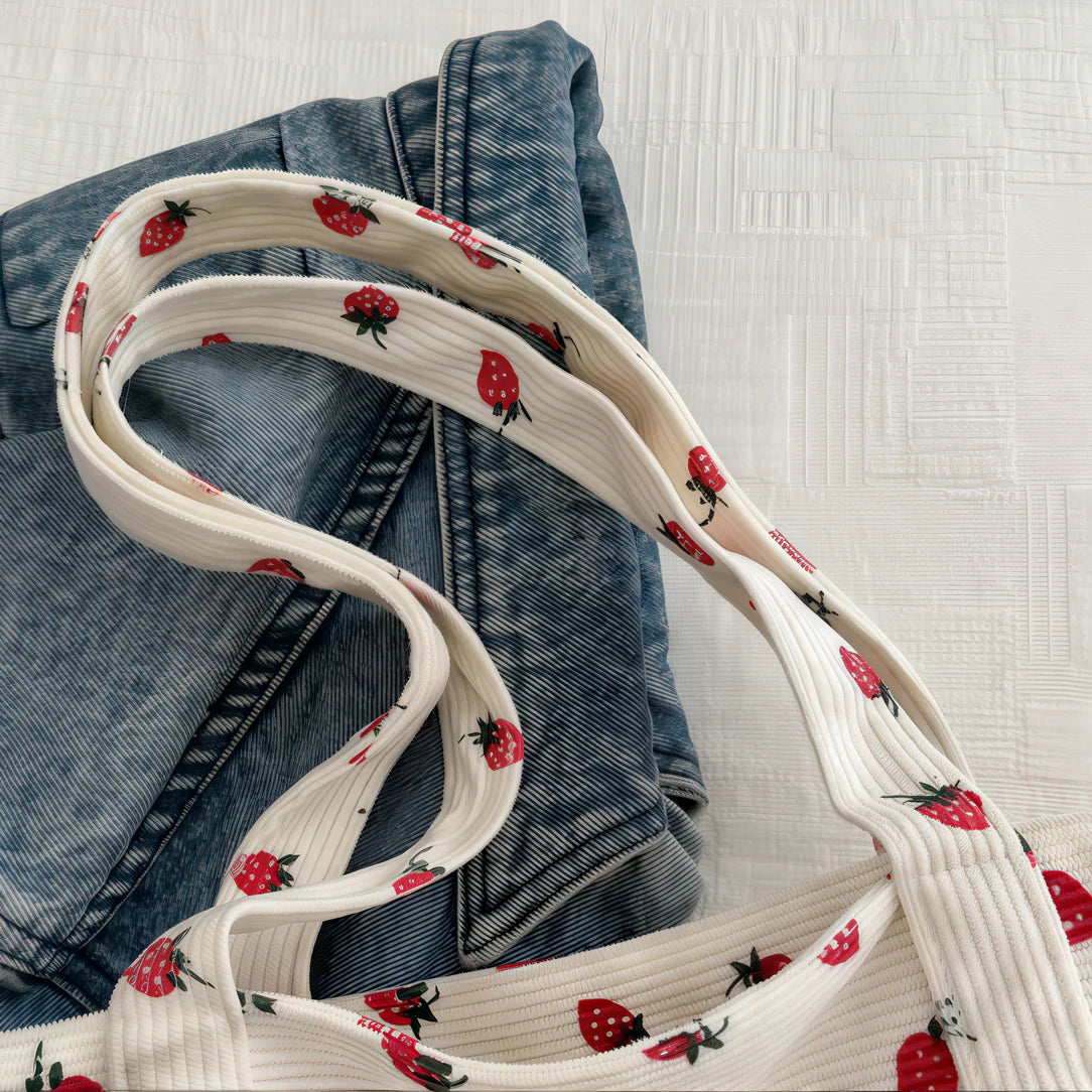 Alt texte: Top en velours côtelé à motifs fraises pour Sac Fraise Le Frazzy