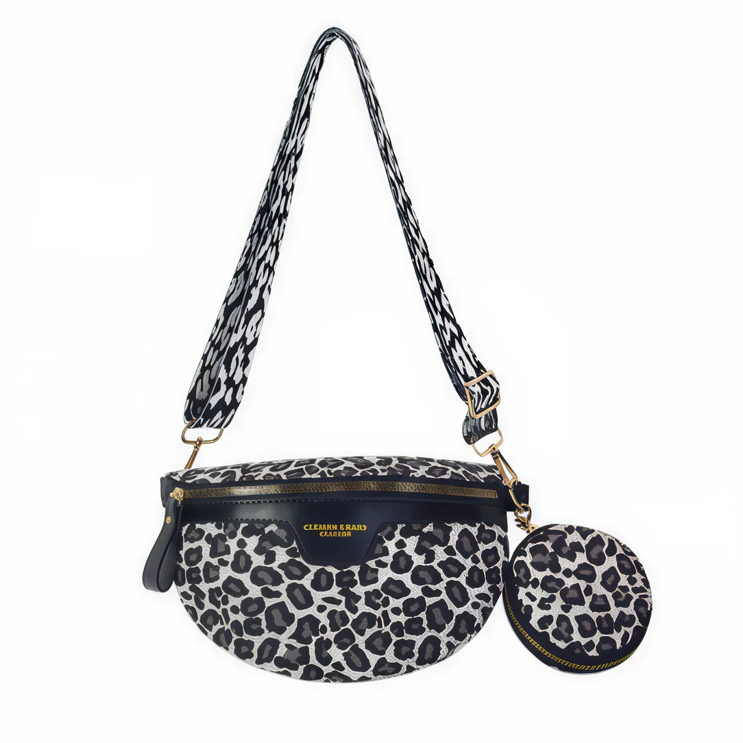 Sac léopard en cuir fashion avec sacoche et porte-monnaie assortis
