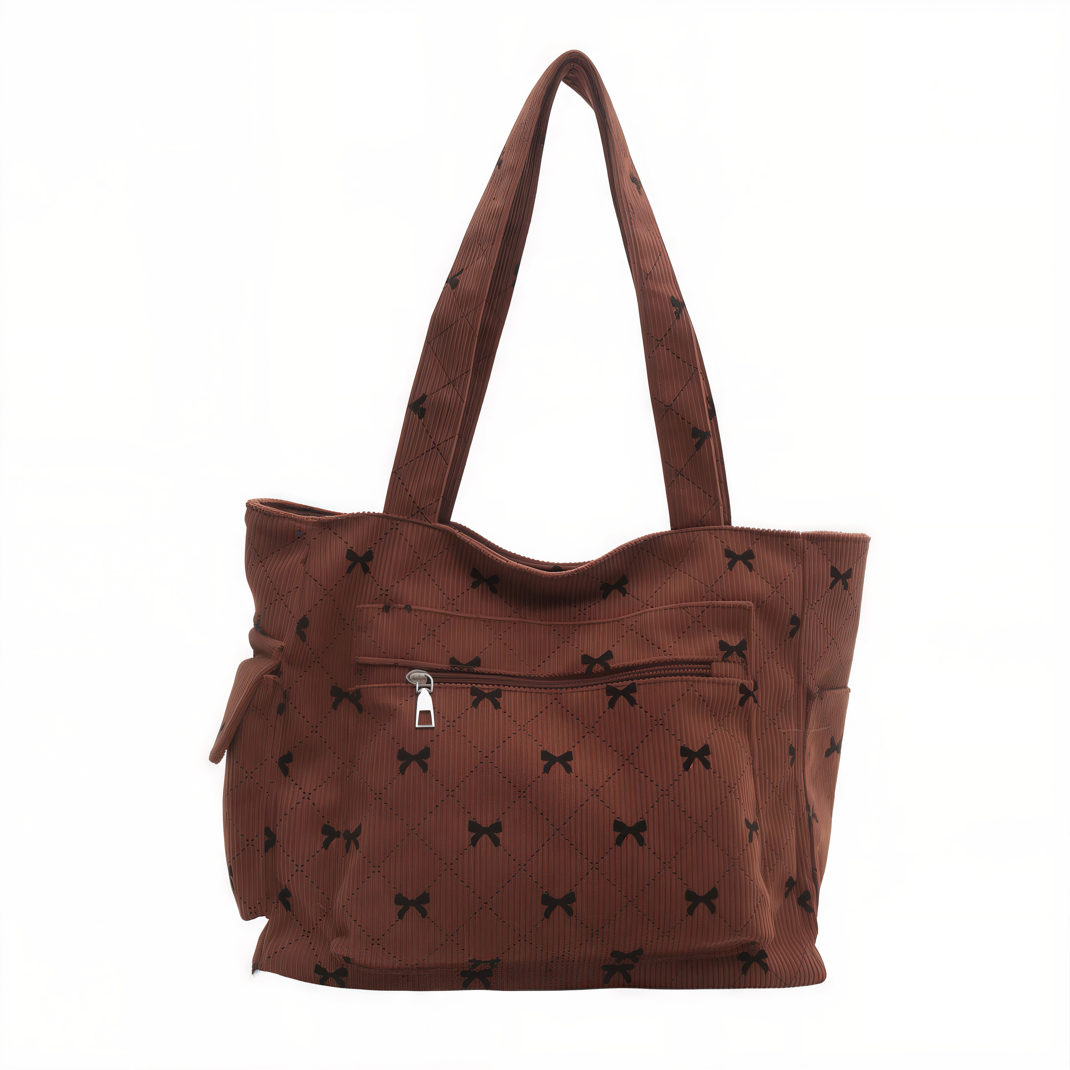 Sac motif nœud papillon en velours côtelé brun avec motif bow pour femme